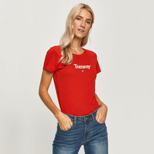 Tommy Jeans dámské červené tričko Essential